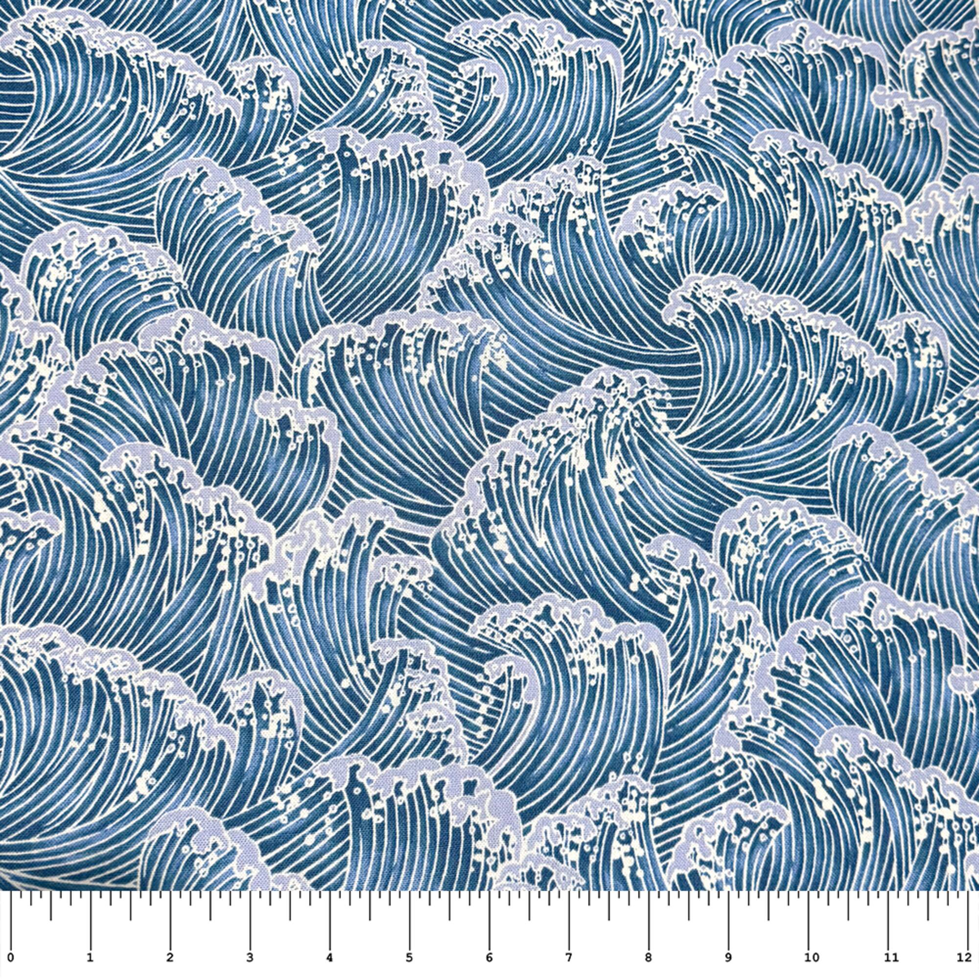 Feldman Blue Asian Wave Cotton Fabric